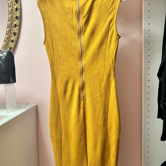 Mustard Yellow Stretch Faux-Suede Dress - Picture 3 of 3